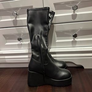 Steve Madden black knee-high platform boots